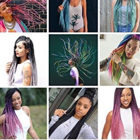 5 packs of Black Purple  blue ombré braiding hair